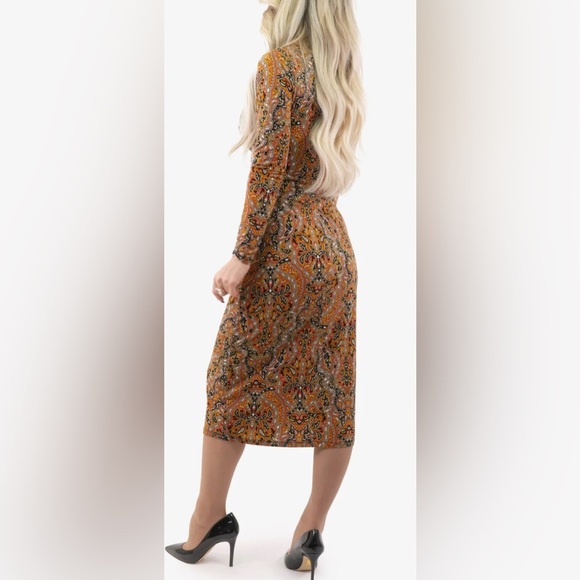 MICHAEL KORS Paisley Snap-Front Midi Dress Size Small — NOT OUTLET BNWT - Picture 2 of 16